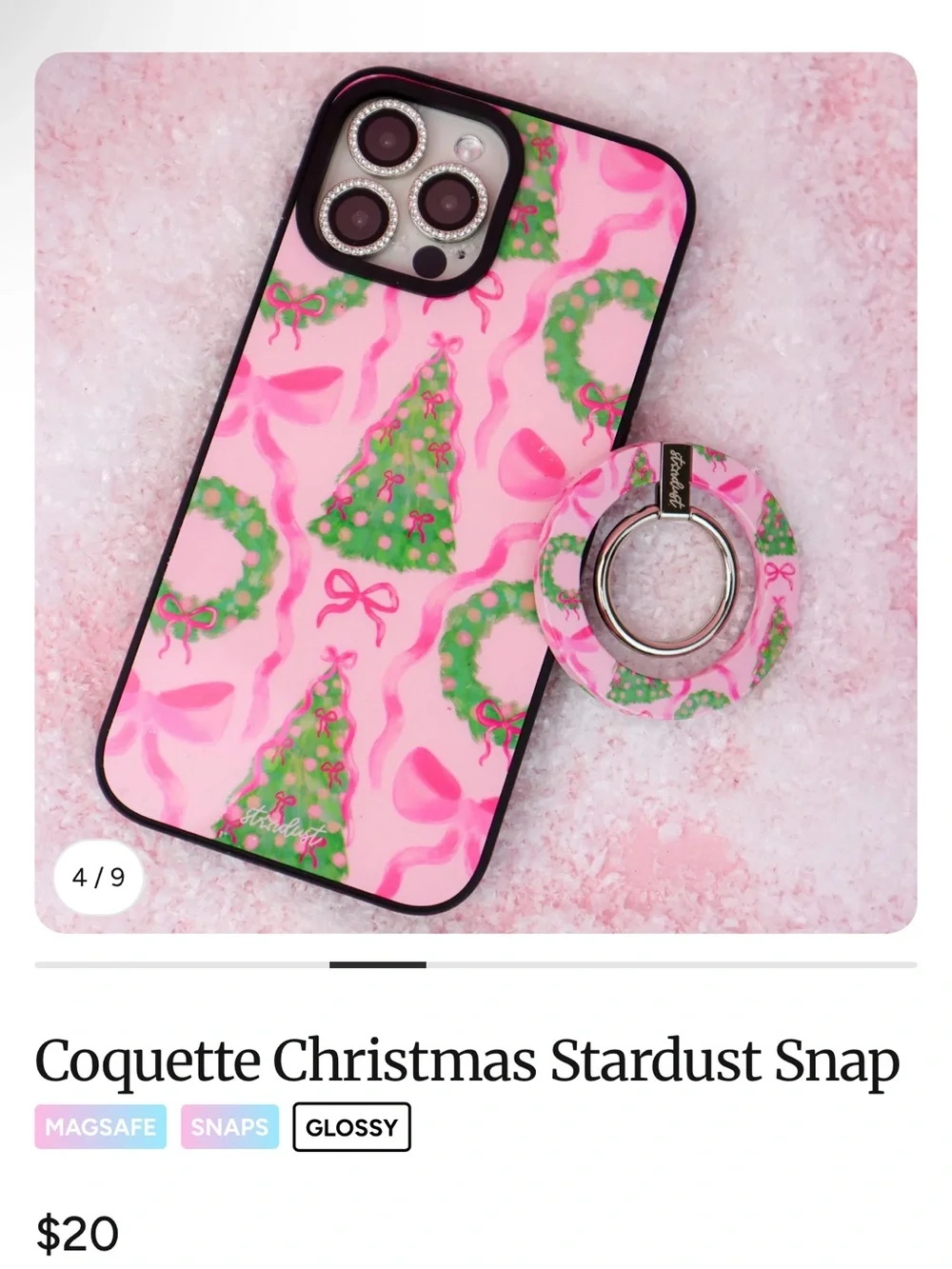 Coquette Christmas iPhone 16 Pro Max Snap & MagSafe Ring